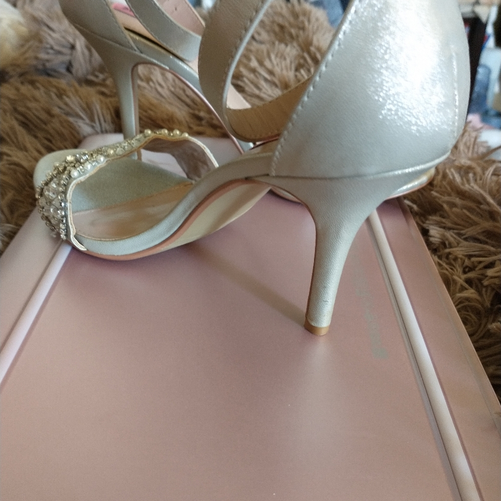 Betsey Johnson light gold crystal embellished stiletto heels